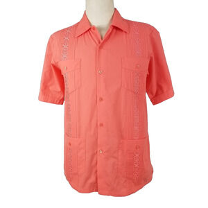 TropiCool Guayabera Shirt Mens Large Cuban Embroidered Four Pocket Havana Casual
